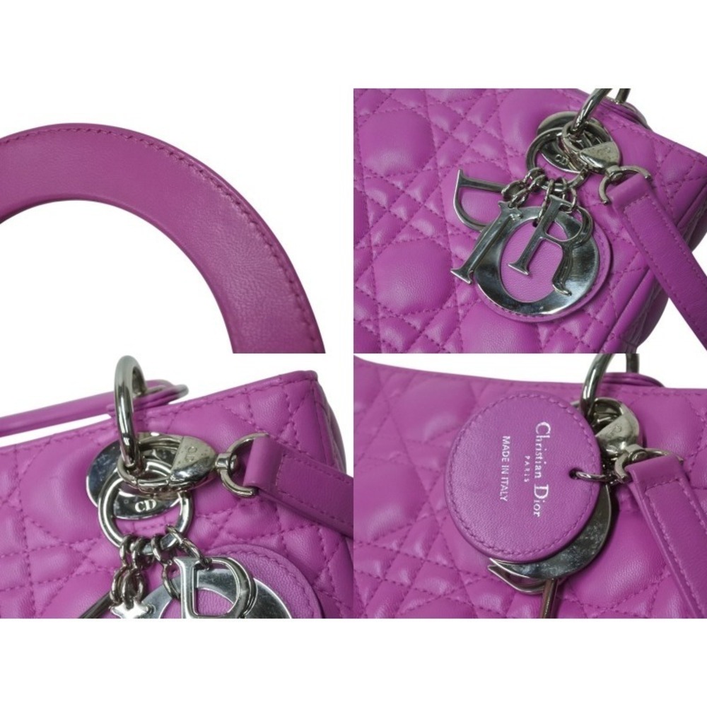 CHRISTIAN DIOR Lady Handbag Cannage Purple Silver - Picture 5 of 9